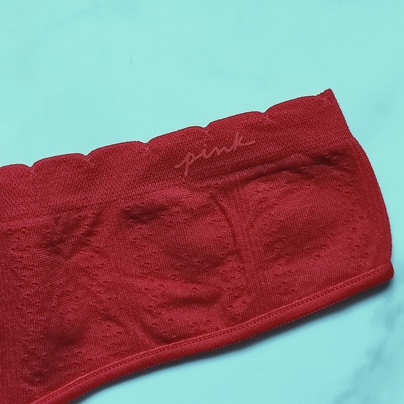 NWT PINK VICTORIA'S SECRET POINTELLE SEAMLESS THONG PANTY IN RED PEPPER SIZE LAR - Picture 4 of 5